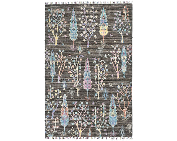 4x6 Brown Gray Khurgeen Afghan Hand Knotted Wool Area Rug